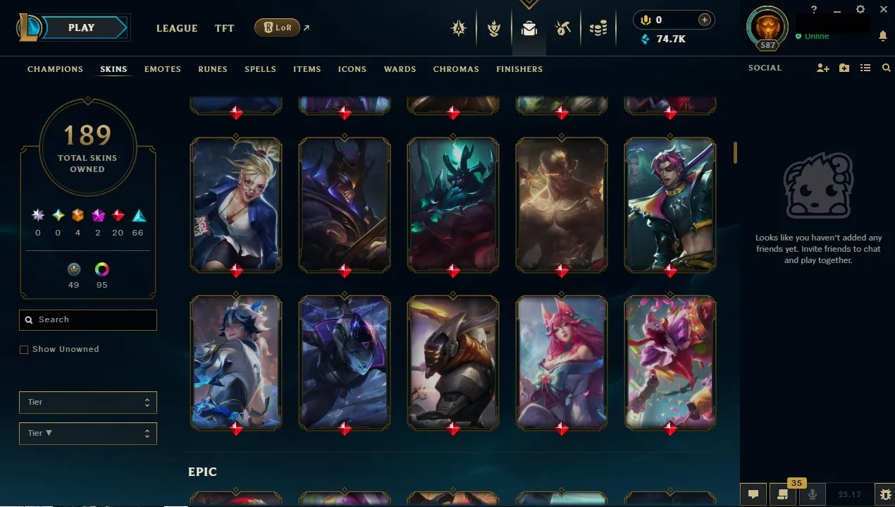 🏆 EUNE New Season⌛Silver 2 🚀 level 587⌛ Full Champ 💯+189 SKIN 🏆 Recovery Info ✅